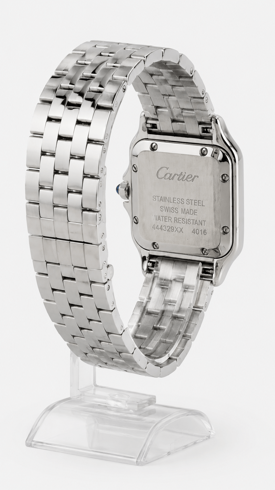 ساعت کارتیر پنتر زنانه مدیوم سیلور صفحه سفید Cartier Panthere Medium | ساعت رادین پشت قاب ساعت کارتیر پنتر مردانه سیلور