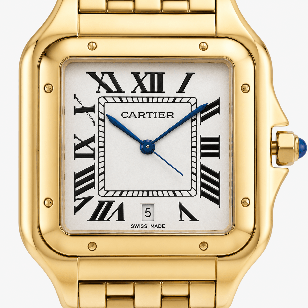 ساعت کارتیر پنتر مردانه طلایی صفحه سفید Cartier Panthere Large | ساعت رادین کلوزاپ ساعت کارتیر پنتر مردانه طلایی صفحه سفید